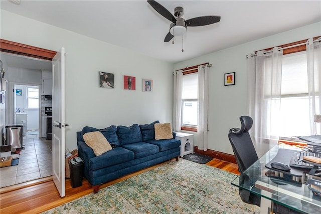 412 E Ave, Pawtucket, RI 02860 - office space featuring ceiling fan, wood finished floors, and baseboards