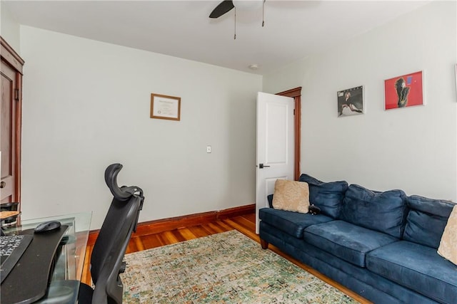 412 E Ave, Pawtucket, RI 02860 - office space featuring ceiling fan, wood finished floors, and baseboards