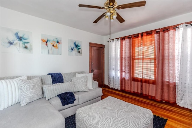 412 E Ave, Pawtucket, RI 02860 - living room with wood finished floors and ceiling fan