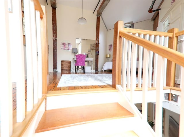 28 Bayley St N Unit 107, Pawtucket, RI 02860 - stairway featuring vaulted ceiling