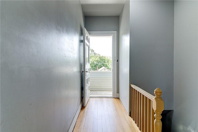 93 Naples Ave, Providence, RI 02908 - hallway featuring light wood-style flooring and an upstairs landing