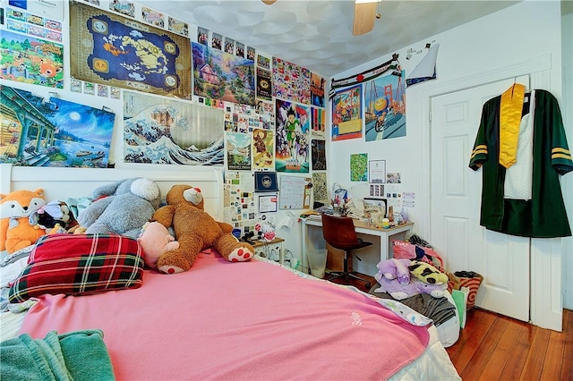 93 Naples Ave, Providence, RI 02908 - bedroom with wood finished floors and a ceiling fan
