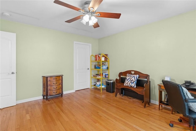 5 Leighas Ln, Coventry, RI 02816 - office area featuring light wood finished floors, a ceiling fan, and baseboards