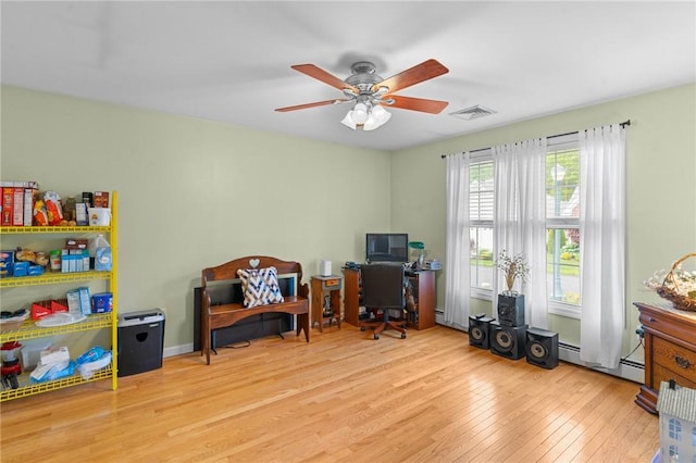 5 Leighas Ln, Coventry, RI 02816 - office space with wood finished floors, ceiling fan, and a baseboard heating unit