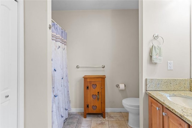 5 Leighas Ln, Coventry, RI 02816 - full bath with vanity, toilet, tile patterned flooring, baseboards, and a shower with curtain