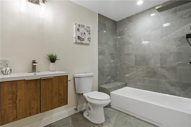 1300 Wallum Lake Rd, Burrillville, RI 02859 - full bath with toilet, vanity,  shower combination, recessed lighting, and baseboards