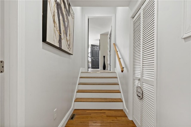 1300 Wallum Lake Rd, Burrillville, RI 02859 - stairway with baseboards and wood finished floors