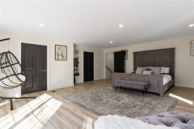 1300 Wallum Lake Rd, Burrillville, RI 02859 - bedroom with baseboards, wood finished floors, and recessed lighting