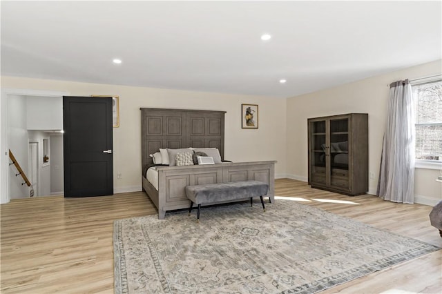 1300 Wallum Lake Rd, Burrillville, RI 02859 - bedroom featuring light wood-type flooring, baseboards, and recessed lighting