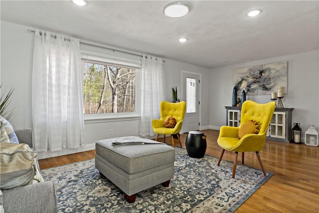 1300 Wallum Lake Rd, Burrillville, RI 02859 - sitting room featuring recessed lighting, wood finished floors, and baseboards