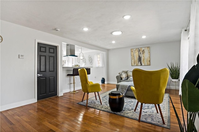 1300 Wallum Lake Rd, Burrillville, RI 02859 - sitting room featuring baseboards, hardwood / wood-style floors, and recessed lighting