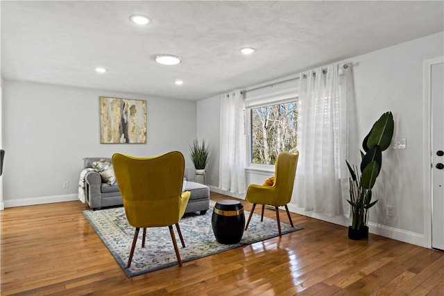 1300 Wallum Lake Rd, Burrillville, RI 02859 - living area with baseboards, wood finished floors, and recessed lighting