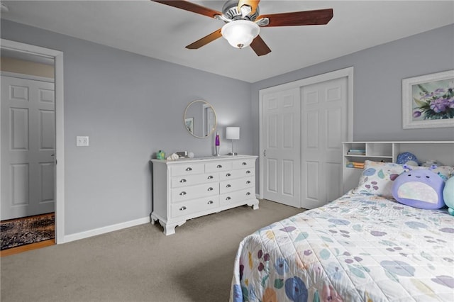 15 Womantam Ln, Cumberland, RI 02864 - carpeted bedroom featuring a closet, baseboards, and ceiling fan