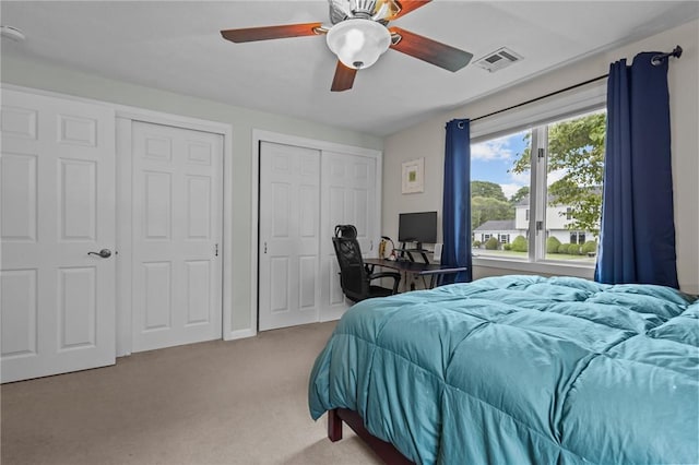 15 Womantam Ln, Cumberland, RI 02864 - bedroom featuring carpet floors, multiple closets, ceiling fan, and an office area