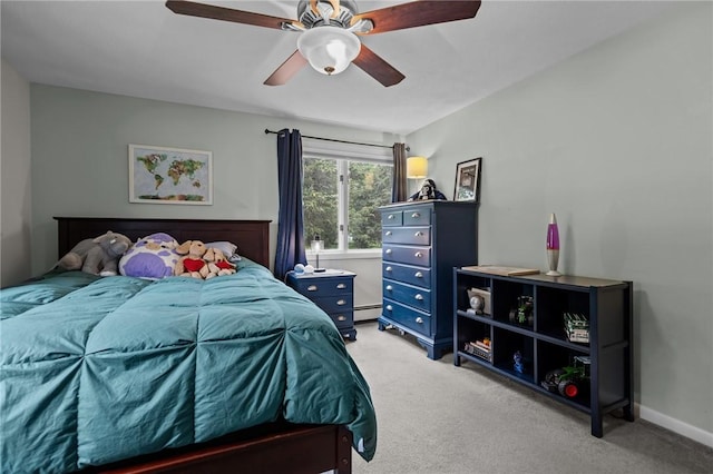 15 Womantam Ln, Cumberland, RI 02864 - bedroom featuring light carpet, a ceiling fan, a baseboard heating unit, and baseboards