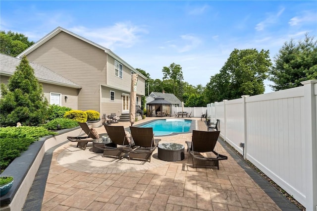1710 Phenix Ave, Cranston, RI 02921 - view of pool featuring a patio area, a fenced backyard, a gazebo, and entry steps
