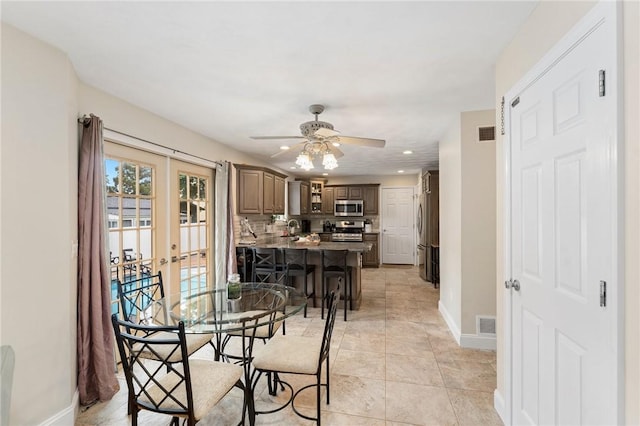 1710 Phenix Ave, Cranston, RI 02921 - dining space featuring baseboards, recessed lighting, and a ceiling fan