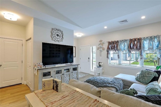 77 W Valley Cir Unit 77, West Warwick, RI 02893 - living area featuring light wood-type flooring and recessed lighting