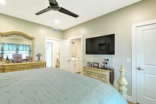 77 W Valley Cir Unit 77, West Warwick, RI 02893 - bedroom with ceiling fan and ensuite bath