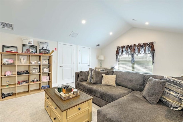 77 W Valley Cir Unit 77, West Warwick, RI 02893 - living area featuring lofted ceiling and recessed lighting