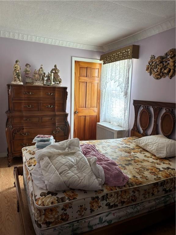 259 Park Ave, Woonsocket, RI 02895 - bedroom featuring a textured ceiling and wood finished floors