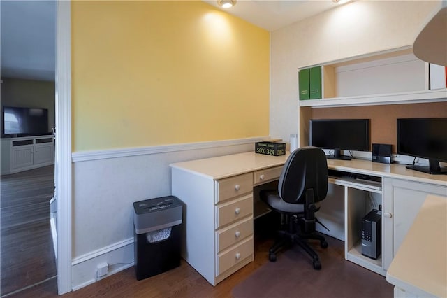369 Vine St, Pawtucket, RI 02861 - home office featuring wood finished floors and a wainscoted wall