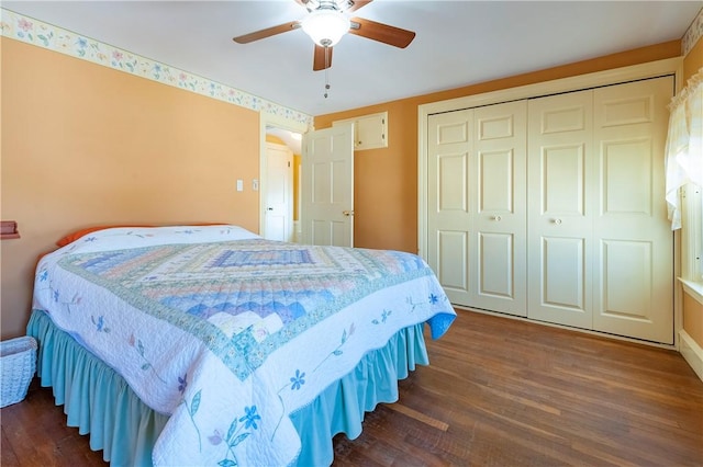 369 Vine St, Pawtucket, RI 02861 - bedroom featuring wood finished floors, a closet, and a ceiling fan