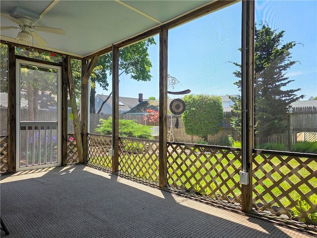 369 Vine St, Pawtucket, RI 02861 - unfurnished sunroom with ceiling fan and healthy amount of natural light