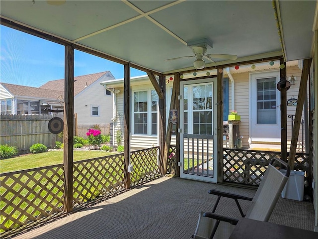 369 Vine St, Pawtucket, RI 02861 - sunroom featuring a ceiling fan