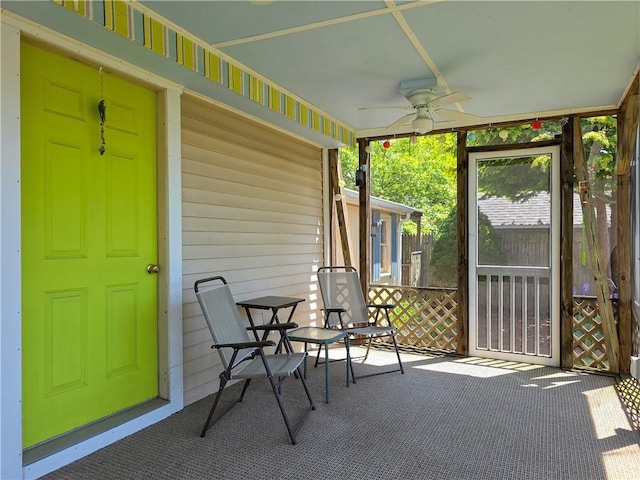 369 Vine St, Pawtucket, RI 02861 - sunroom featuring a ceiling fan