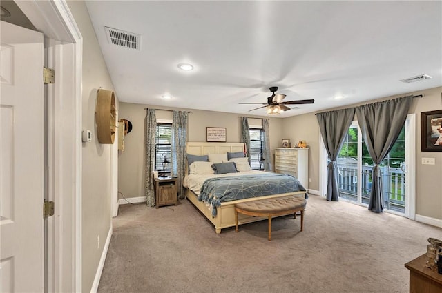 69 Arnold St, Lincoln, RI 02865 - bedroom featuring baseboards, light carpet, access to exterior, recessed lighting, and ceiling fan