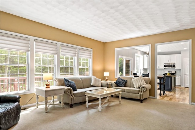 110 Fieldstone Ln, North Kingstown, RI 02874 - living area with light carpet