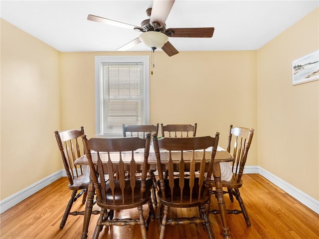 25 Community Rd, Warwick, RI 02889 - dining room with light wood-style flooring, baseboards, and a ceiling fan