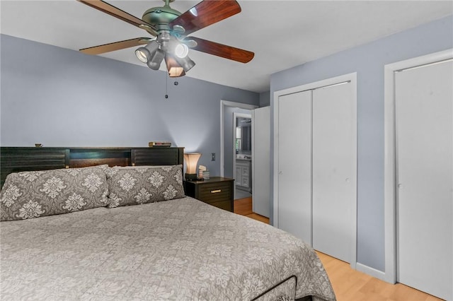 21 High Service Ave, North Providence, RI 02911 - bedroom featuring light wood-style flooring, a closet, and a ceiling fan