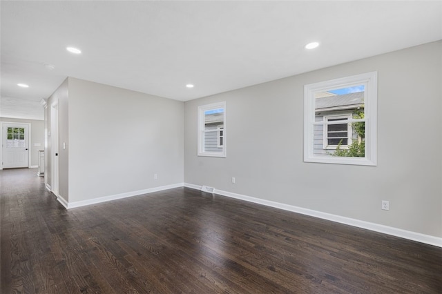 21 Victor Emanuel Ave, Providence, RI 02904 - empty room with dark wood-style floors, baseboards, and recessed lighting