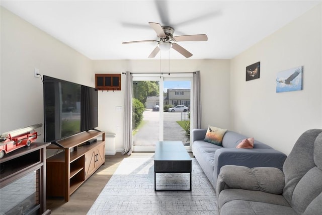 6 Humes Ave, Warwick, RI 02889 - living area featuring a ceiling fan and light wood-type flooring