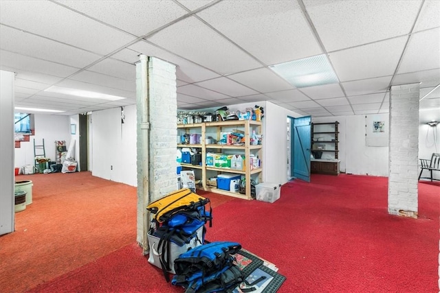 59 Woodland Rd, Woonsocket, RI 02895 - finished below grade area featuring carpet and a paneled ceiling