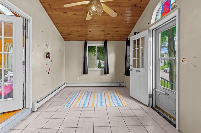 16 Spectacle Ave, Warwick, RI 02888 - unfurnished sunroom with baseboard heating, lofted ceiling, and plenty of natural light