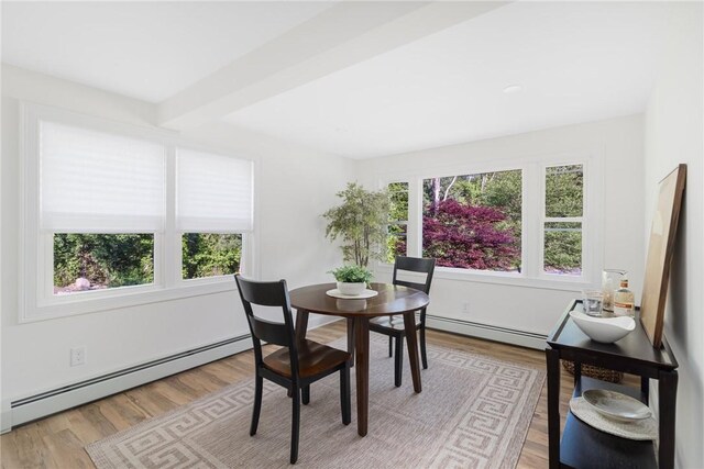 126 Weaver Hill Rd, West Greenwich, RI 02817 - dining room featuring baseboard heating and wood finished floors