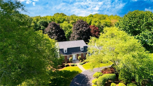 11 Crosswynds Dr, Narragansett, RI 02874 - view from above of property with a heavily wooded area