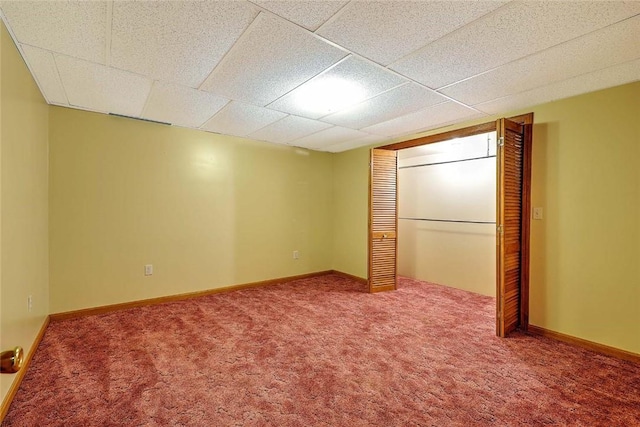 2970 Mendon Rd Unit 160, Cumberland, RI 02864 - unfurnished bedroom featuring carpet floors, a closet, a drop ceiling, and baseboards