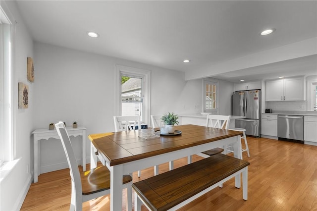 19 Woodsia Rd, Narragansett, RI 02874 - dining space featuring light wood-style flooring, recessed lighting, and baseboards