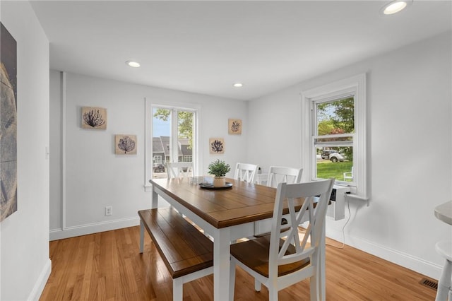 19 Woodsia Rd, Narragansett, RI 02874 - dining space featuring light wood-style floors, baseboards, and recessed lighting
