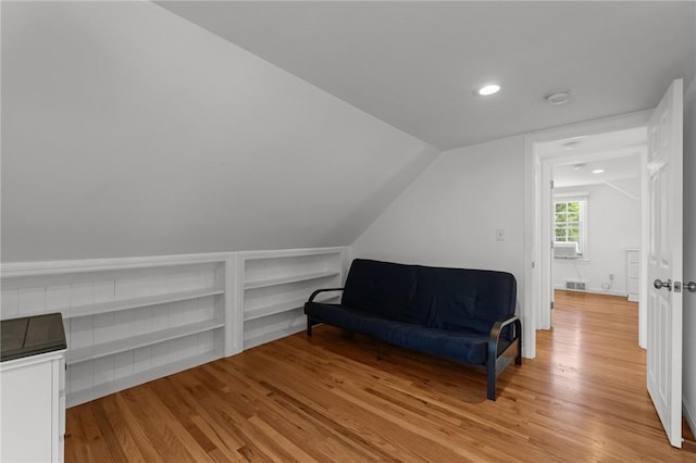 19 Woodsia Rd, Narragansett, RI 02874 - sitting room with light wood finished floors, recessed lighting, and vaulted ceiling