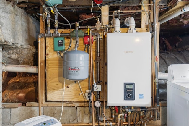 30 Lincoln St, Smithfield, RI 02917 - utilities with water heater and washer / clothes dryer