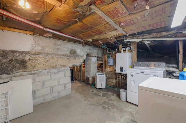 30 Lincoln St, Smithfield, RI 02917 - unfinished basement with water heater and washing machine and clothes dryer