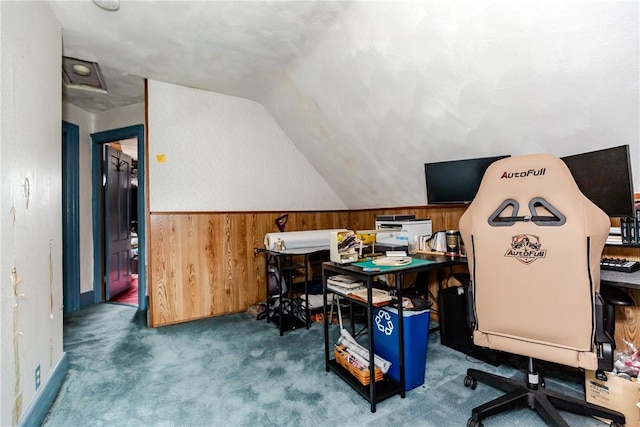 339 Beverage Hill Ave, Pawtucket, RI 02861 - carpeted office with wooden walls and vaulted ceiling