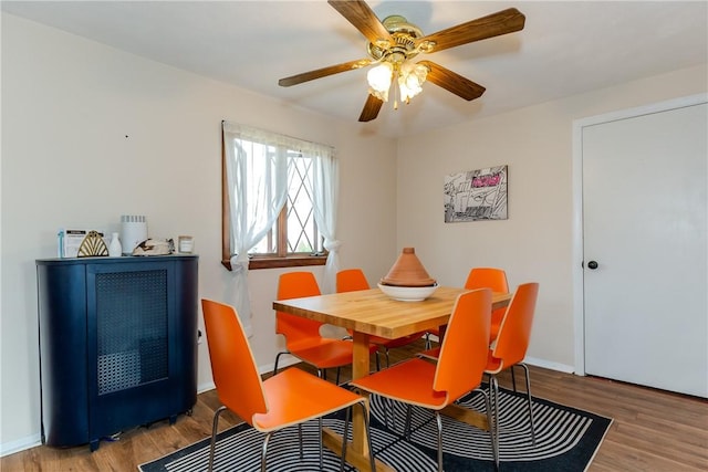 339 Beverage Hill Ave, Pawtucket, RI 02861 - dining space featuring wood finished floors, baseboards, and a ceiling fan
