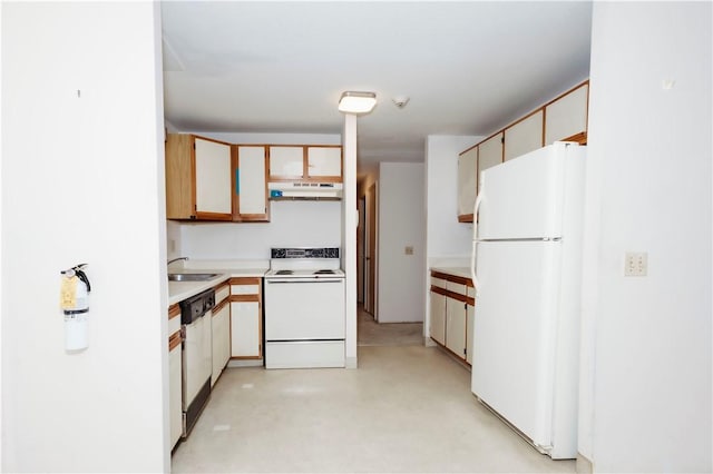 66 Girard Ave Unit 106, Newport, RI 02840 - kitchen featuring white appliances, under cabinet range hood, a sink, and light countertops