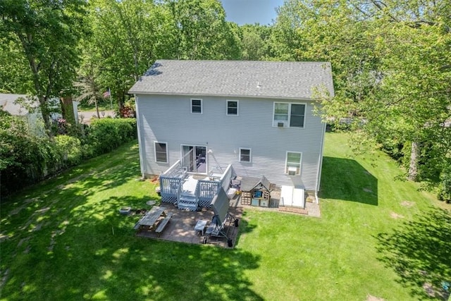 46 Lincoln Dr, Johnston, RI 02919 - rear view of property with a patio area, a yard, and a wooden deck